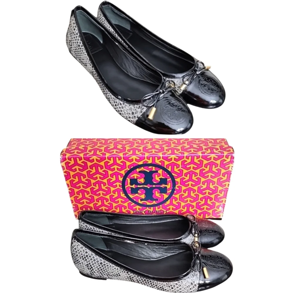 Tory Burch Verbena-Tribal Pitone Snake Skin Classic Ballet Flats Size 7.5M